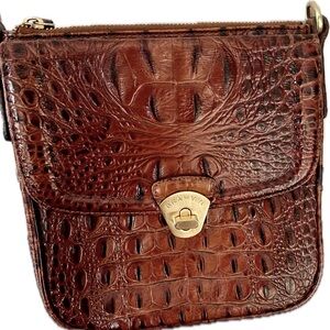 Brahmin Vintage Pecan Melbourne Croc Crossbody Bag